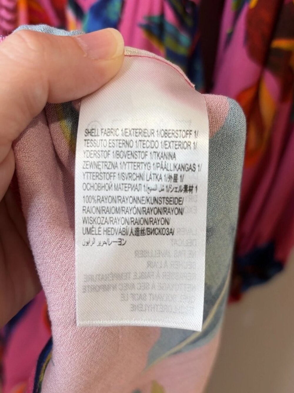 Farm Rio Anthropologie Midi Dress S Long Sleeve Floral Boho Tropical Pink Resort - Picture 16 of 16
